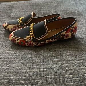 Tory Burch leather floral loafers
